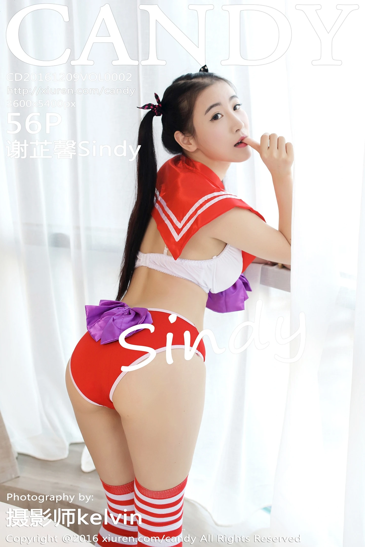 [Candy糖果画报]Vol.002_嫩模谢芷馨Sindy吊带牛仔短裤半裸上身秀诱人胴体诱惑写真56P-秀人网 - XiuRen.Pro